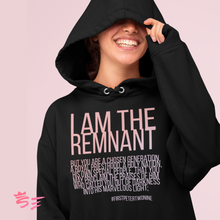Load image into Gallery viewer, I AM THE REMNANT | Black Hoodie - Pink and Blush Lettering
