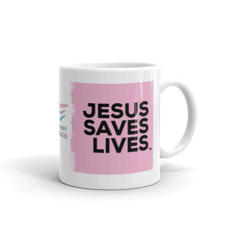 JESUS SAVES LIVES™ Pink Banner | Coffee Mug